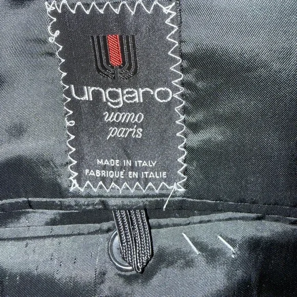 Ungaro Uomo Blazer Mens 44L Gray Pinstripe Wool Double Breasted Made Italy - Picture 10 of 13